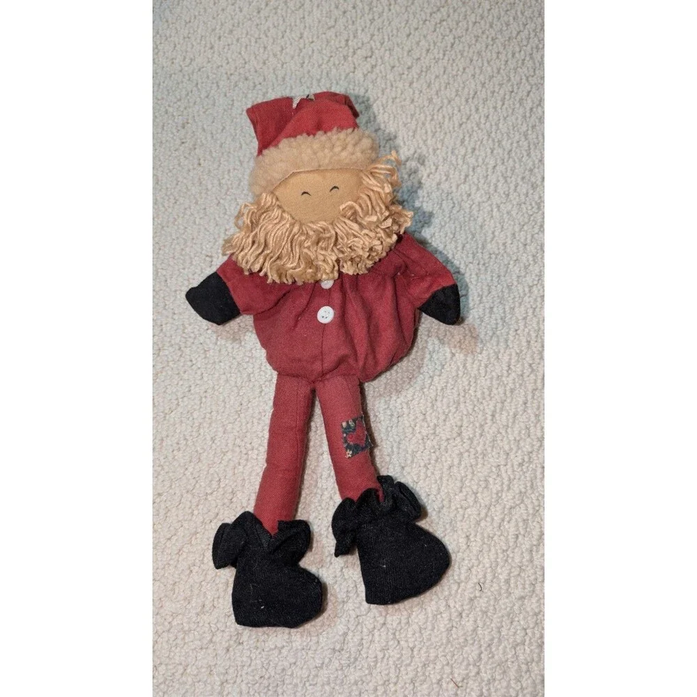 2 Vtg CHRISTMAS Shelf Sitters  Santa Claus w Sewing Basket Buttons